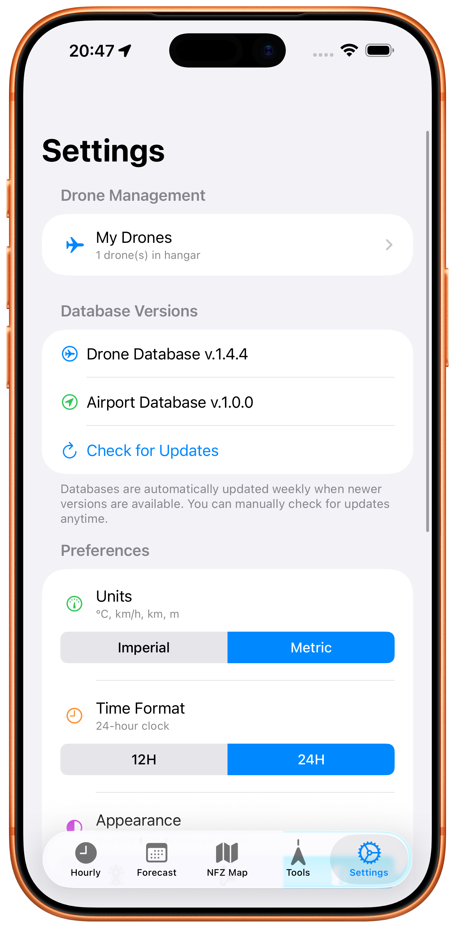 Settings Interface